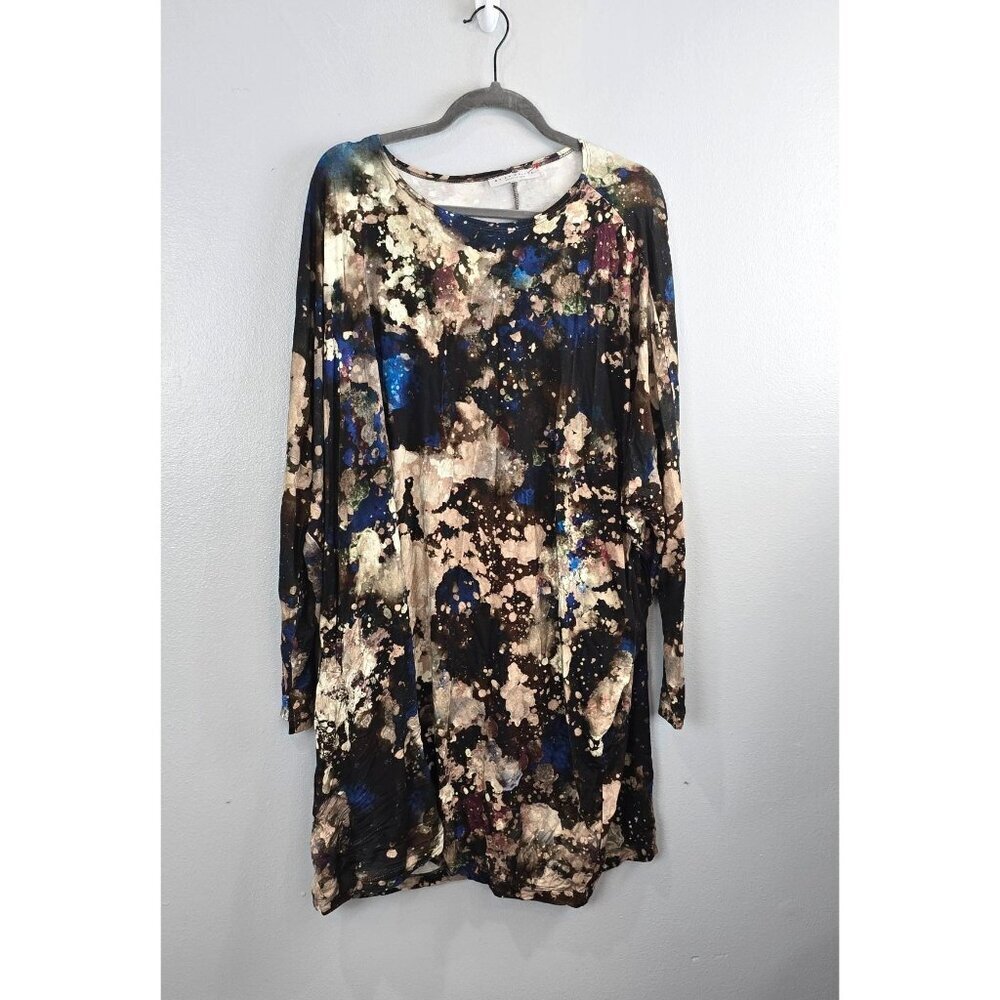 Bryn Walker Blouse Women's 1X Damian Galaxy Print Jersey Knit Long Sleeve Tunic